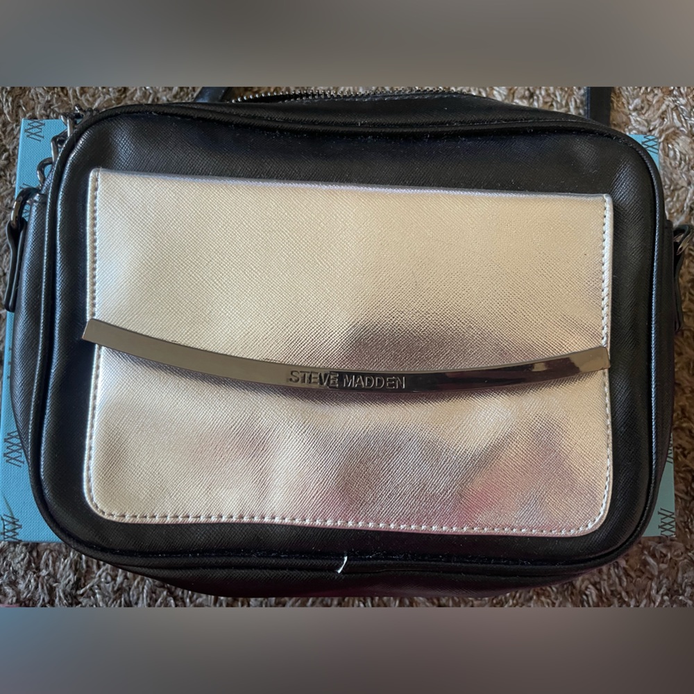 Steve Madden Metallic Silver and Black Bag
